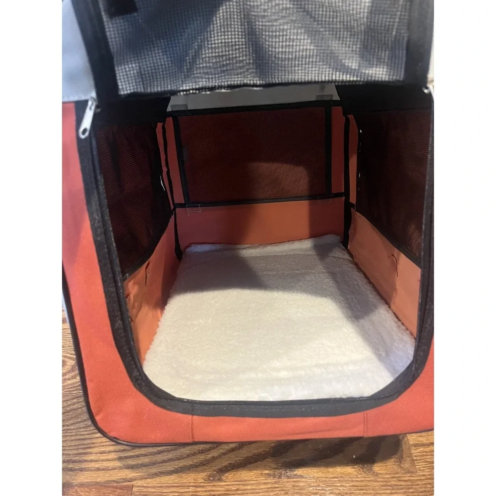 ASPCA COLLECTION Small Dogs 15lbs COLLAPSIBLE TRAVEL CARRIER Orange/Gray S